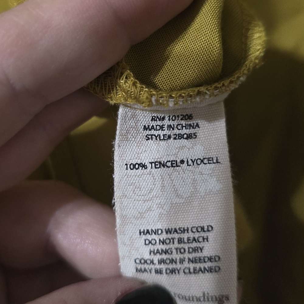 Soft Surroundings 100% Tencel Tunic in Mustard Yellow, Roll Tab Sleeves, NWOT. - Picture 14 of 14